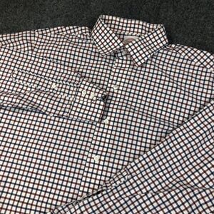 Brooks Brothers Makers Tattersall Check Button Down Shirt Mens XL Navy Burgundy